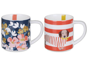 Joules Stackable Mugs Bright Side Pair Side by Side