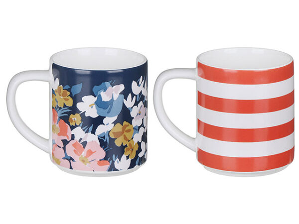 Joules Stackable Mugs Bright Side Pair Side by Side Back