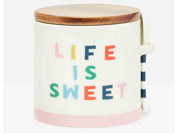 Joules Brightside Sugar Bowl With Spoon Life Is Sweet