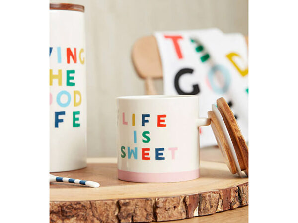Joules Brightside Sugar Bowl With Spoon Life Is Sweet Lifestyle