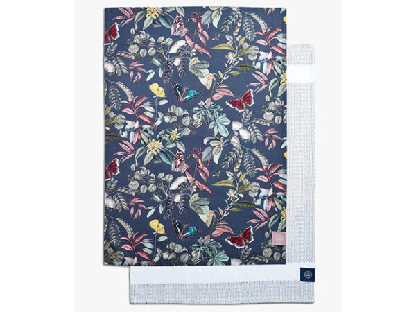 Kew Gardens Midnight Floral 2 Pack Tea Towels Cut Out