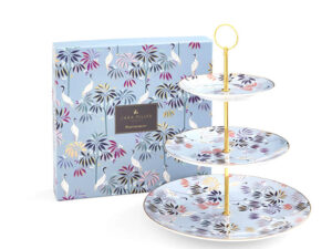 Sara Miller India 3 Tier Cake Stand Sky Blue with Box