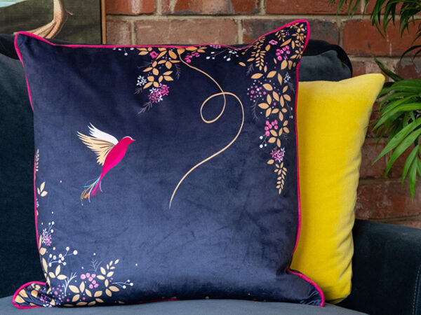 Sara Miller Hummingbird Cushion Navy 50x50cm Lifestyle