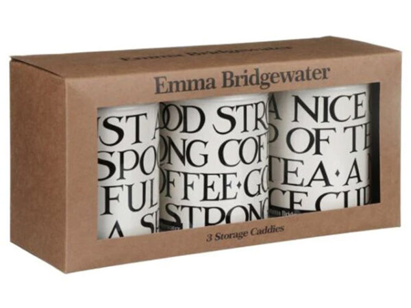 Emma Bridgewater Round Caddies Black Toast Set 3 Angled