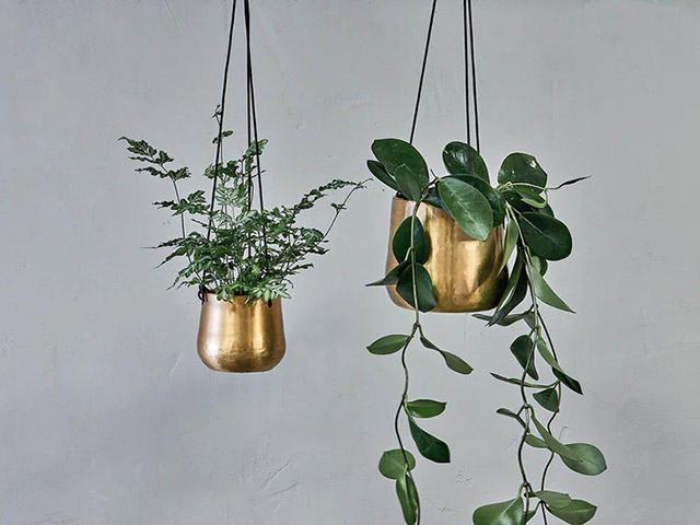 Nkuku Atsu Small Brass Hanging Planter