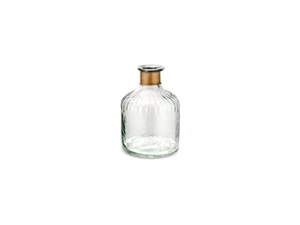 Nkuku Chara Hammered Bottle - Clear Glass & Antique Brass - Small Cutout