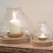 Nkuku Naryla Lantern Mango Wood & Glass Set