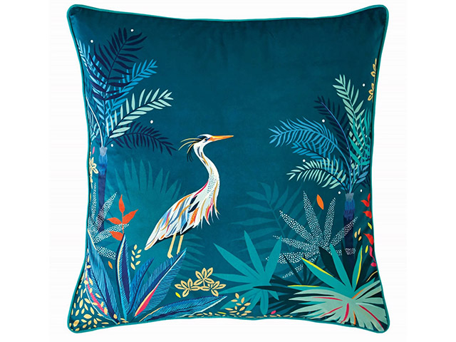 Sara Miller Heron Cushion Teal 50x50cm