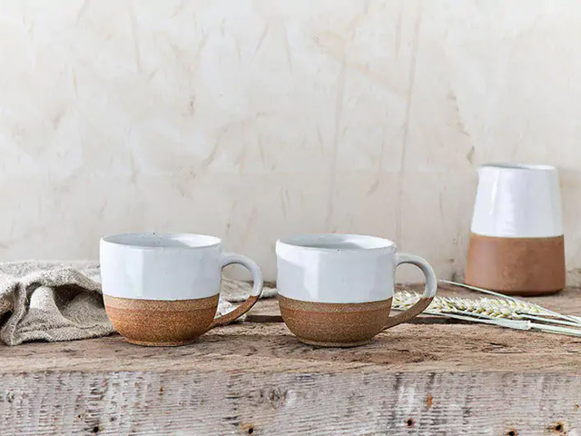 Nkuku Mali Coffee Mugs Set Of 2 White