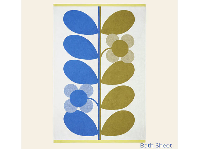 Orla Kiely Stem Bloom Bath Sheet Duo Blue Fawn 100x150cm
