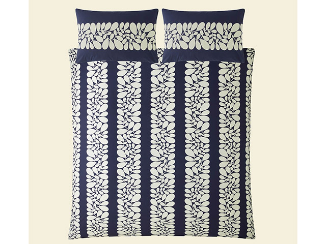 Orla Kiely Sycamore Stripe Double Duvet Cover Bedding Set Space Blue