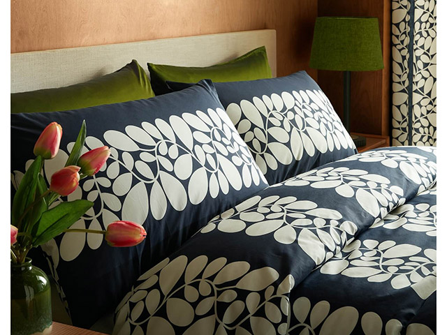 Orla Kiely Sycamore Stripe King Duvet Cover Bedding Set Space Blue