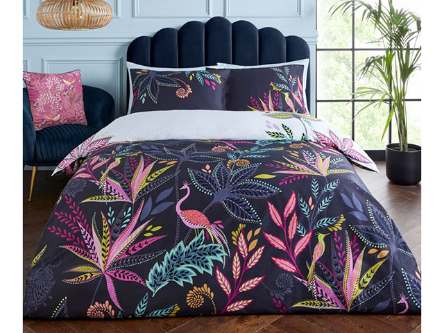 Sara Miller Botanic Paradise Midnight Super King Duvet Cover Bedding Set