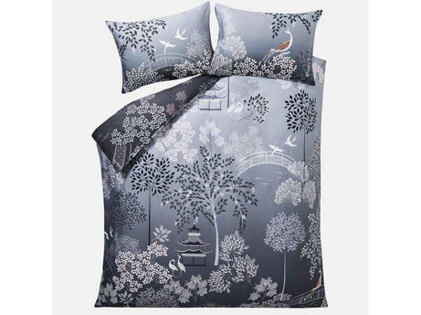 Sara Miller Pagoda Garden Single Duvet Cover Bedding Set Blush/Grey