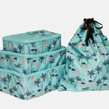 Sara Miller Packing Cubes Mint Ostrich and Palms Set Of 4